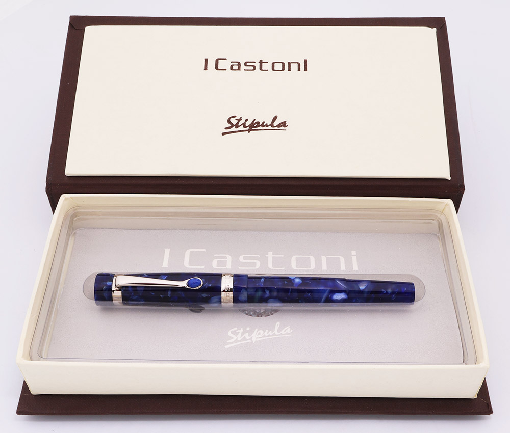 鉛筆ホルダー　クリテリウム　BLANZY CONTE GILBERT 2520 Stipula I Castoni Fountain Pen - Lapis Blue wSilver Trim, C/C, 14k